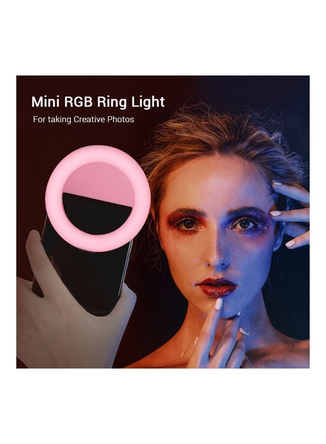 NIBEMINENT Smartphone Mini Selfie Ring Light Pink/White  - Image 3