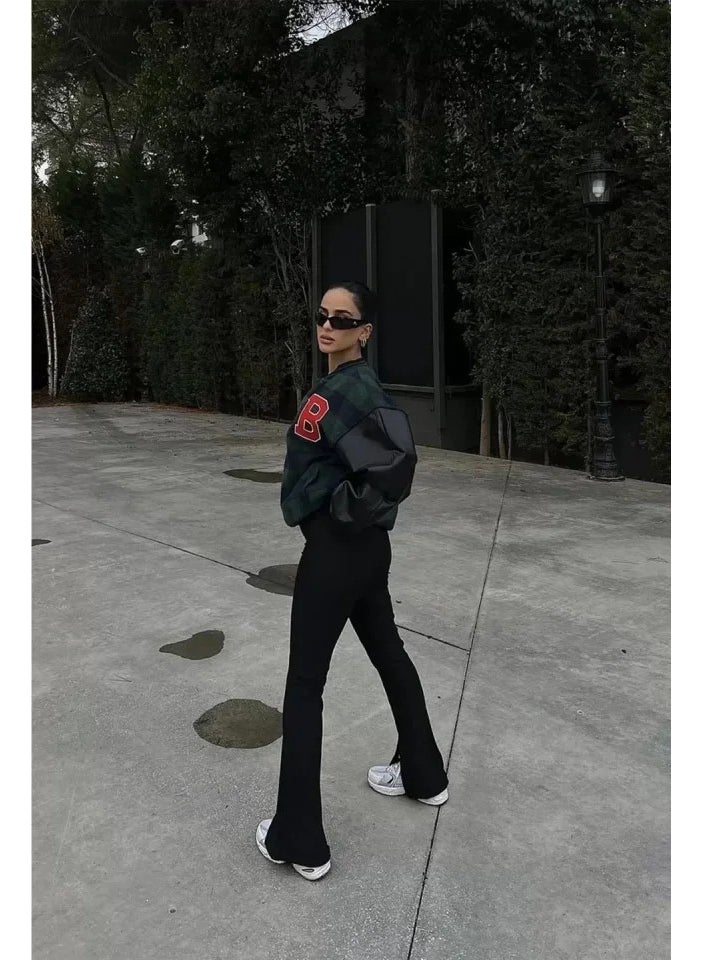 PUPOOL - جاكيت كليه مزخرف بنمط قماش الكاروهات - كاكي - Image 1