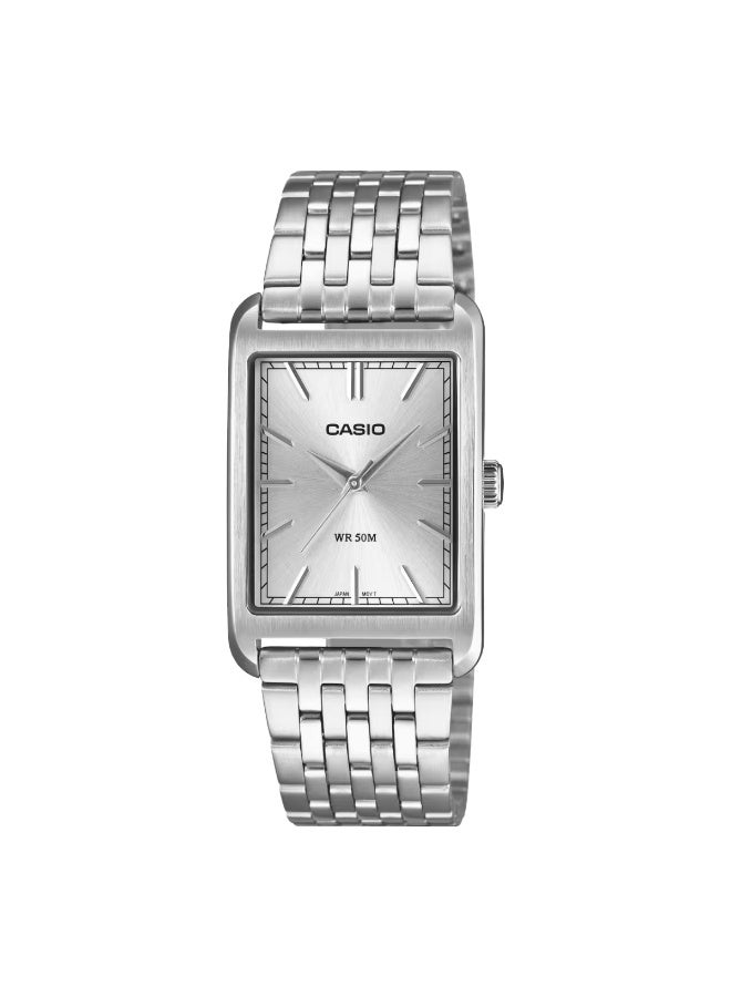 Analog Men’s Watch MTP-B215D-7AVDF, 26 mm Silver Dial, Stainless Steel Case, 50 m WR