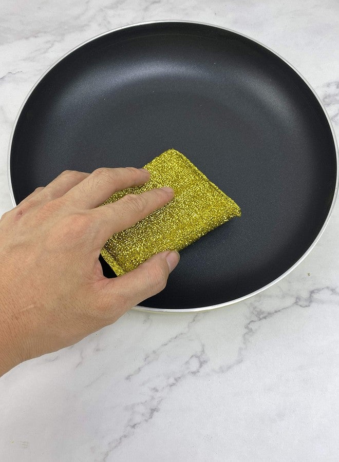 Shuiniba 6 Pieces Non-Scratch Scrub Sponges Pads, Cleaning Scrub Sponge, Dish Wash Sponge, Kitchen Sponge, Multi-Use Heavy Duty Scrub Sponge - Gold - Image 5