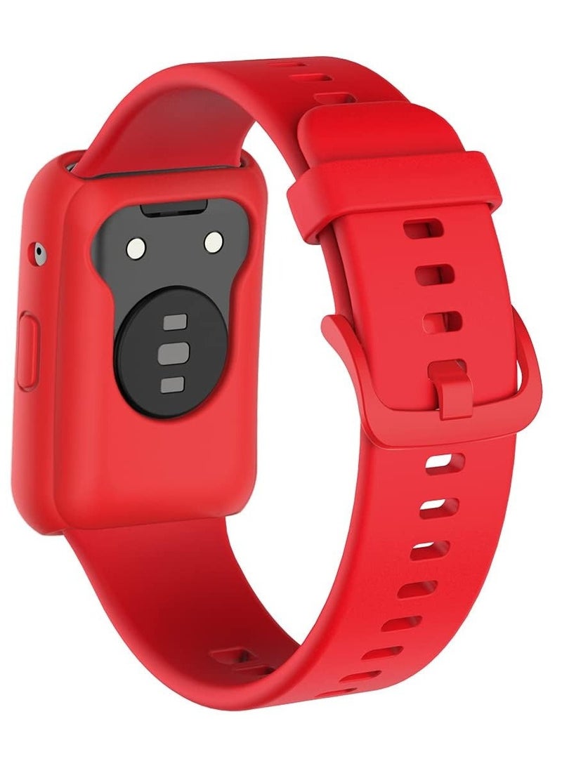 Bands Replacement and case for Huawei Watch Fit & Huawei Watch Fit New & Huawei Watch Fit Elegant, Band for Women Men,Silicone Quick Release Soft Rubber Replacement Watch Band  red - Image 3