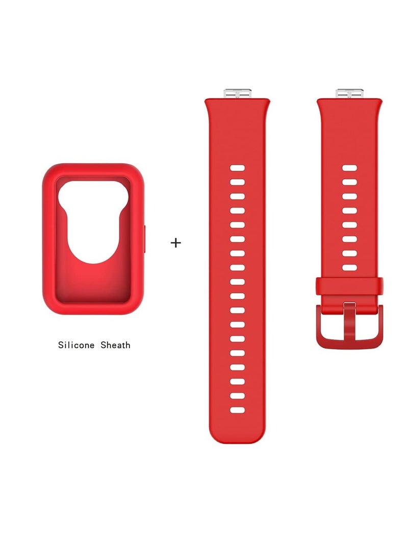 Bands Replacement and case for Huawei Watch Fit & Huawei Watch Fit New & Huawei Watch Fit Elegant, Band for Women Men,Silicone Quick Release Soft Rubber Replacement Watch Band  red - Image 2