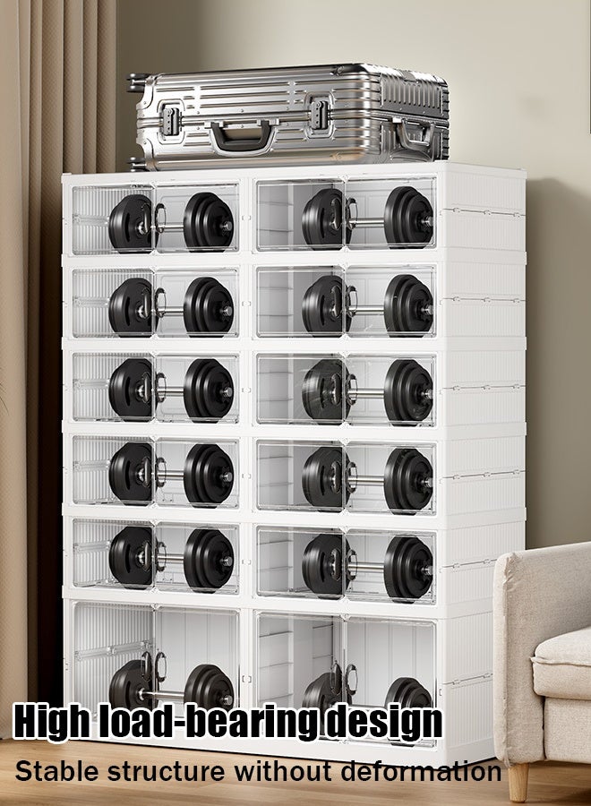 5 Tier Shoe Box, Foldable Storage Box , Transparent No Installation Foldable Shoe Rack Stackable Shoe Box Packaging, 119X91X35 Cm - Image 4