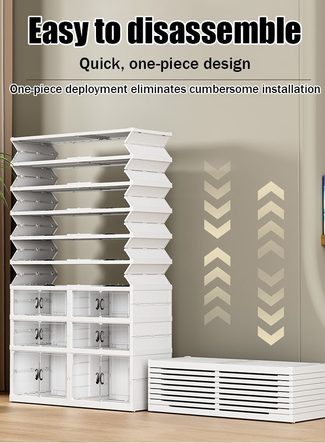 5 Tier Shoe Box, Foldable Storage Box , Transparent No Installation Foldable Shoe Rack Stackable Shoe Box Packaging, 119X91X35 Cm - Image 3