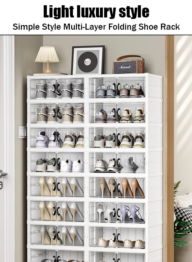 5 Tier Shoe Box, Foldable Storage Box , Transparent No Installation Foldable Shoe Rack Stackable Shoe Box Packaging, 119X91X35 Cm - Image 1