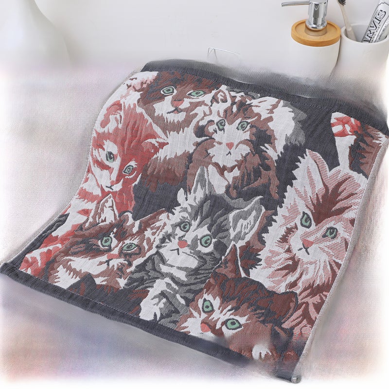 Cartoon Floral Muslin Large Scarf Soft Absorbent cute cat 