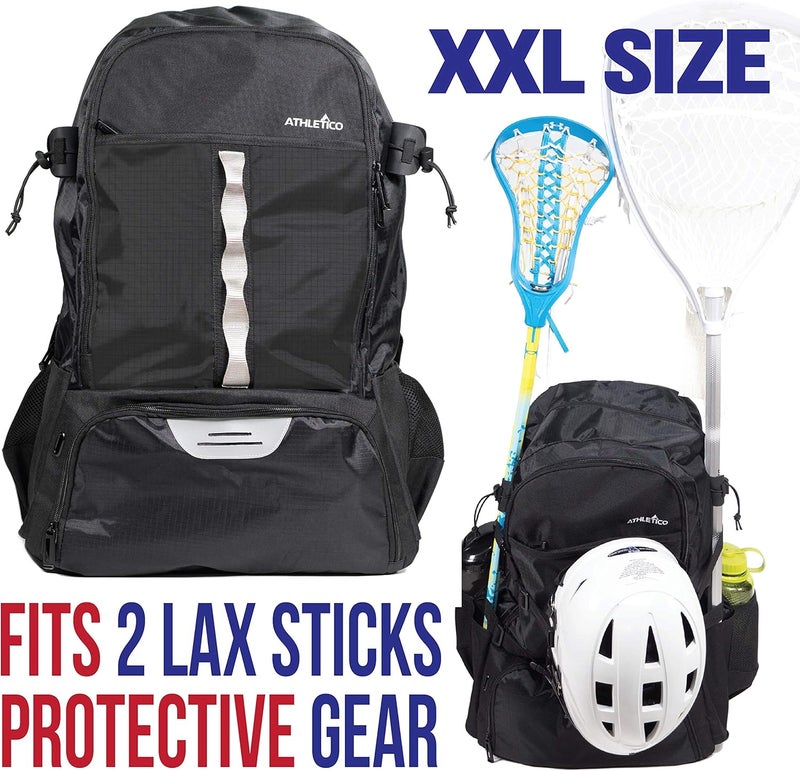 Athletico Lacrosse Bag - Extra Large Backpack for Field Hockey Equipment - Two Stick Holders and Separate Cleats Compartment - Image 3