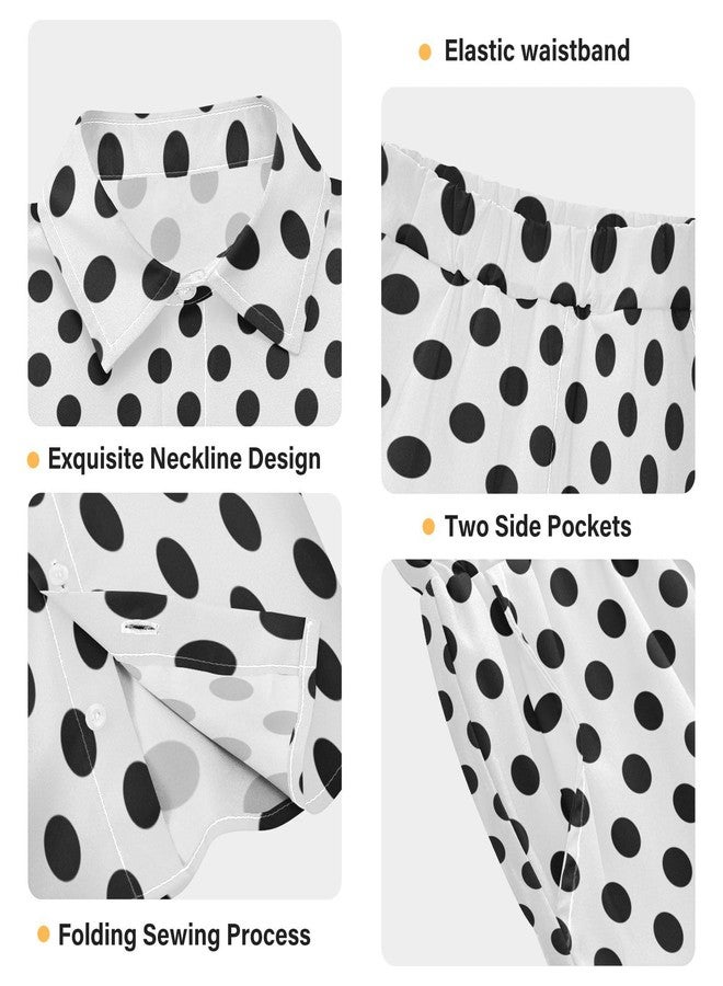 visesunny Boys 2 Piece Outfit Button Down Shirt and Short Sets Polka Dots Black White Pattern Boy Summer Outfits for Children Kids - Image 5