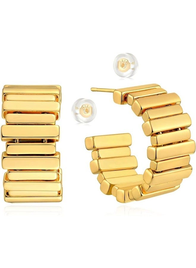 Mevecco Women Huggie Earrings Gold Hoop Sleeper 14K Gold Filled Small Simple Handmade Hypoallergenic Everyday Jewelry - Image 1