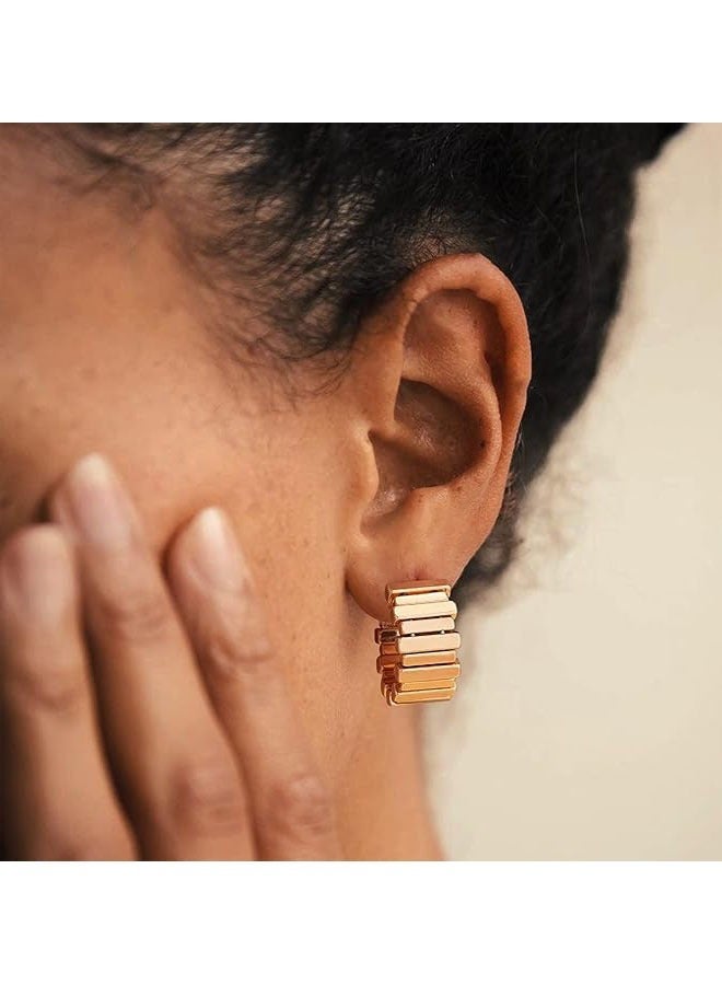 Mevecco Women Huggie Earrings Gold Hoop Sleeper 14K Gold Filled Small Simple Handmade Hypoallergenic Everyday Jewelry - Image 2