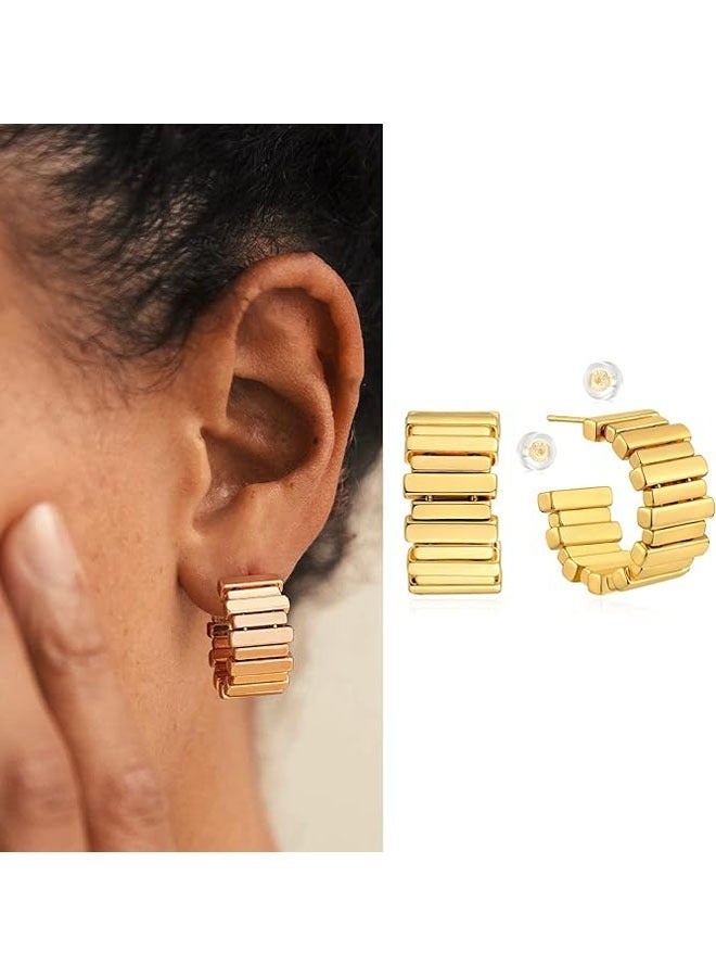 Mevecco Women Huggie Earrings Gold Hoop Sleeper 14K Gold Filled Small Simple Handmade Hypoallergenic Everyday Jewelry - Image 3
