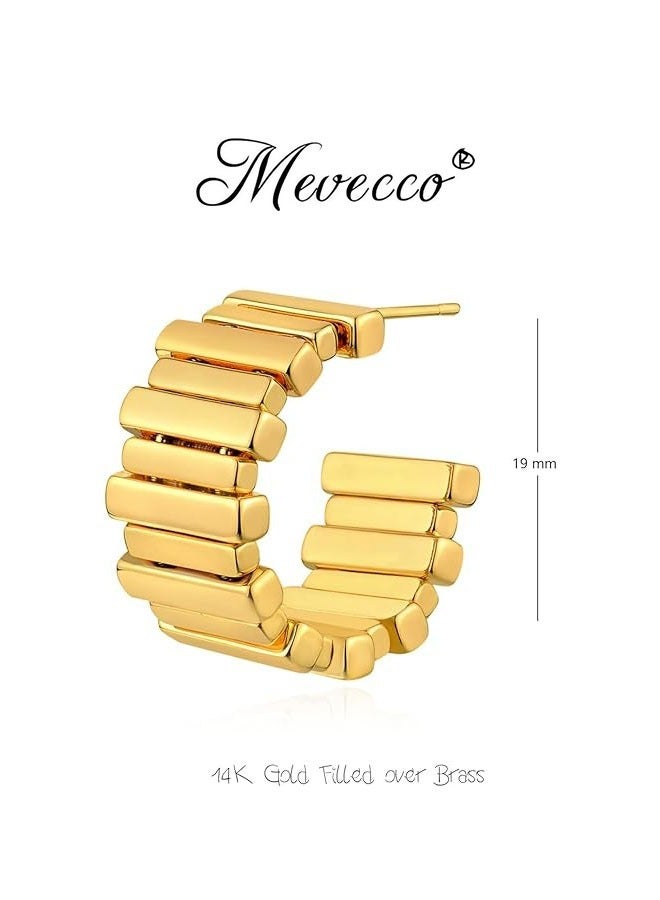 Mevecco Women Huggie Earrings Gold Hoop Sleeper 14K Gold Filled Small Simple Handmade Hypoallergenic Everyday Jewelry - Image 4