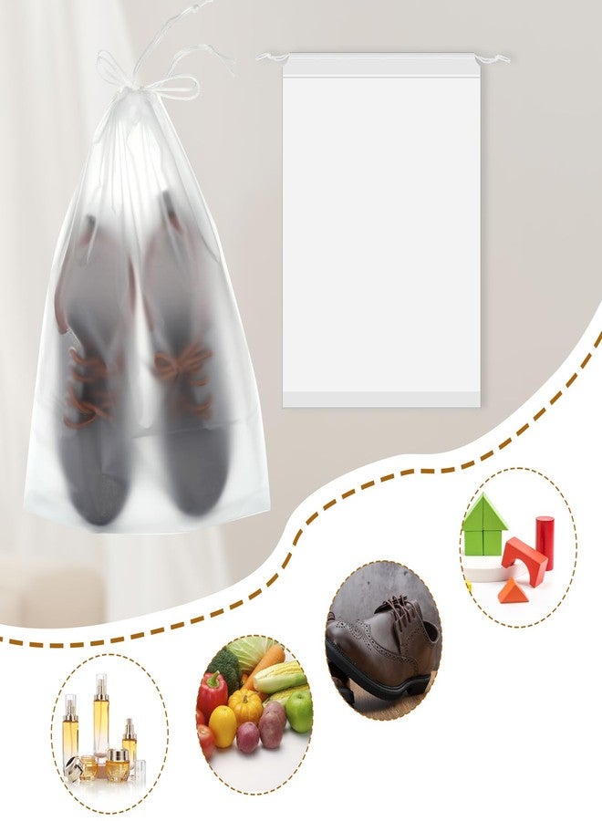Xosjska 100 Pack Plastic Drawstring Bags Large Clear Shoe Bags for Storage Waterproof Dustproof Portable Shoe Storage with Rope for Packing,Men and Women, 15.7 x 11.8 inches - Image 4