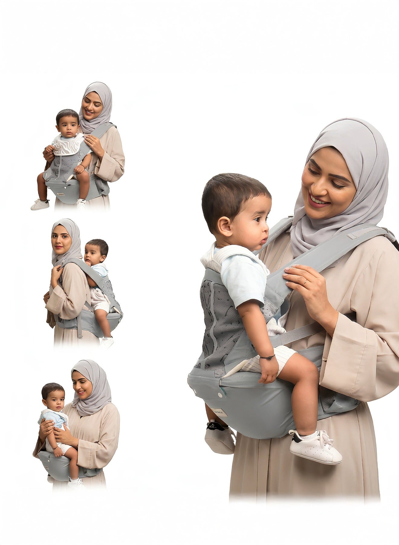 Neonest Hip Seat Baby Carrier for 0 to 3 Year Baby | Baby Carrier for New Born with 6 Carry Position | Adjustable Hands Free Baby Carry Bag with Lumbar Support & Wide Seat Cushion | Babies Kangaroo Bag with Multi Storage Packet & Breathable Mesh Fabric Dark Grey