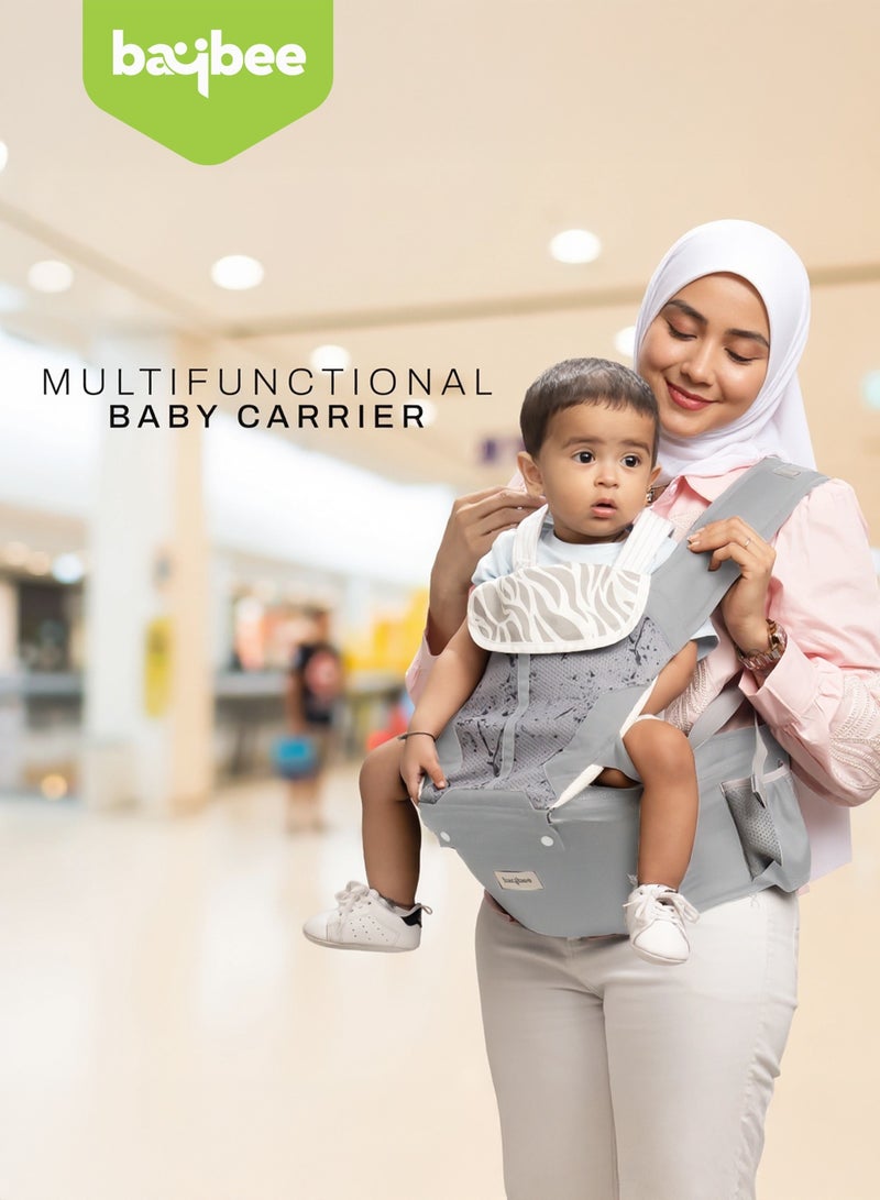 BAYBEE Neonest Hip Seat Baby Carrier for 0 to 3 Year Baby | Baby Carrier for New Born with 6 Carry Position | Adjustable Hands Free Baby Carry Bag with Lumbar Support & Wide Seat Cushion | Babies Kangaroo Bag with Multi Storage Packet & Breathable Mesh Fabric Dark Grey - Image 2