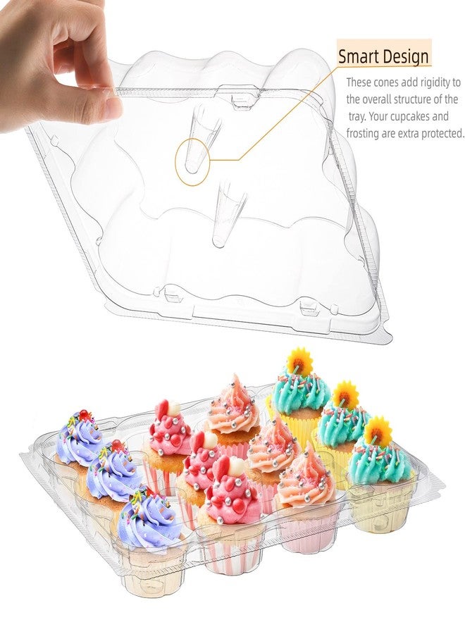 AVLA 24 Pack Mini Cupcake Containers, 12-Count Plastic Cupcake Carrier, Stackable Cupcake Box with Detachable Secure High Top Lid, Disposable Cupcake Holder Tray, Muffin Packaging Transporter To Go - Image 4