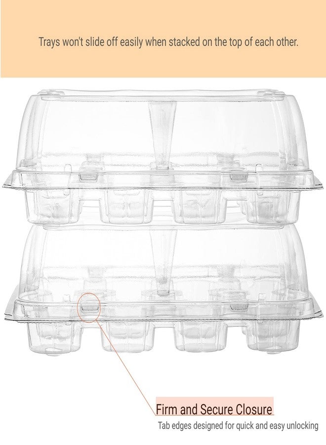 AVLA 24 Pack Mini Cupcake Containers, 12-Count Plastic Cupcake Carrier, Stackable Cupcake Box with Detachable Secure High Top Lid, Disposable Cupcake Holder Tray, Muffin Packaging Transporter To Go - Image 5