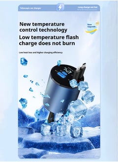 الجنة شاحن سيارة - محول شحن سريع 4 في 1 مع كابلات Lightning وType C قابلة للطي، ومنافذ USB مزدوجة وشاشة عرض الجهد - متوافق مع iPhone وiPad وAndroid  - Image 5