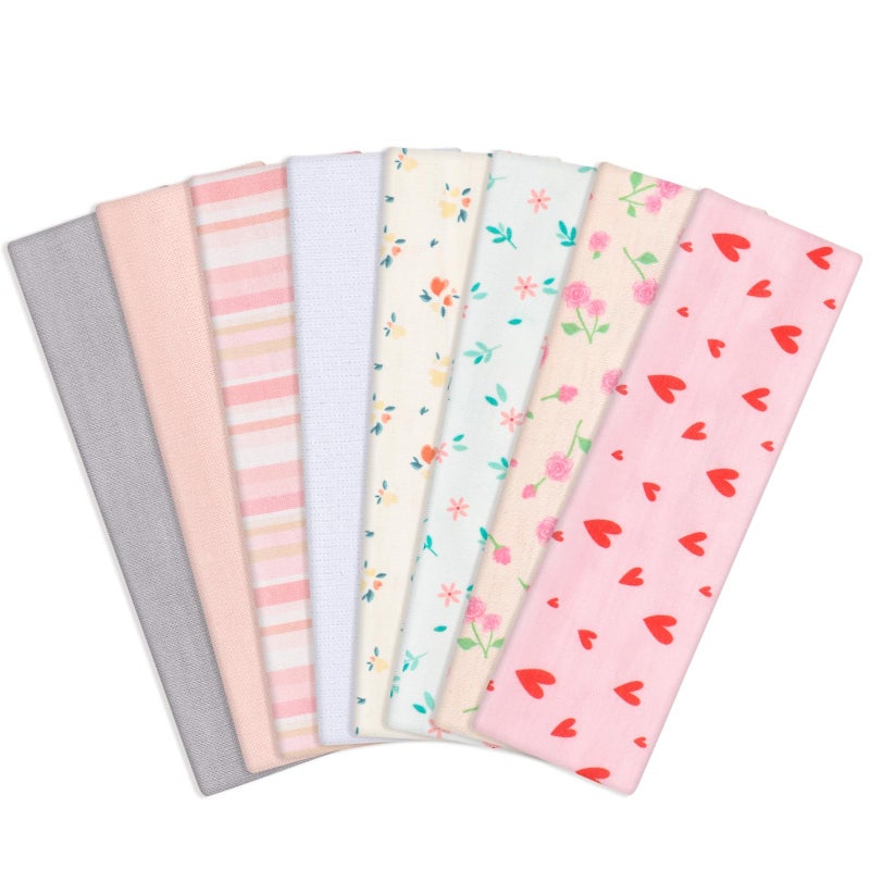 obeoby Pink Cute Headbands for Women, Stripe Heart Hairbands for Girls Spring Summer Outfit Non Slip Cotton Sports Hair Bands for Women's Hair - Image 1