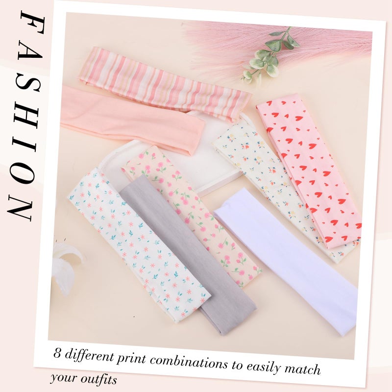 obeoby Pink Cute Headbands for Women, Stripe Heart Hairbands for Girls Spring Summer Outfit Non Slip Cotton Sports Hair Bands for Women's Hair - Image 4