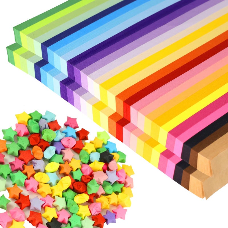 CKNCY 3024 Sheets Origami Paper Star Paper Strips 27 Assortment Color Star Papers Lucky Wish Double Sided Origami Stars Paper Solid Color Diy Hand Art Crafts Gift For Children And Adults (3024) - Image 1
