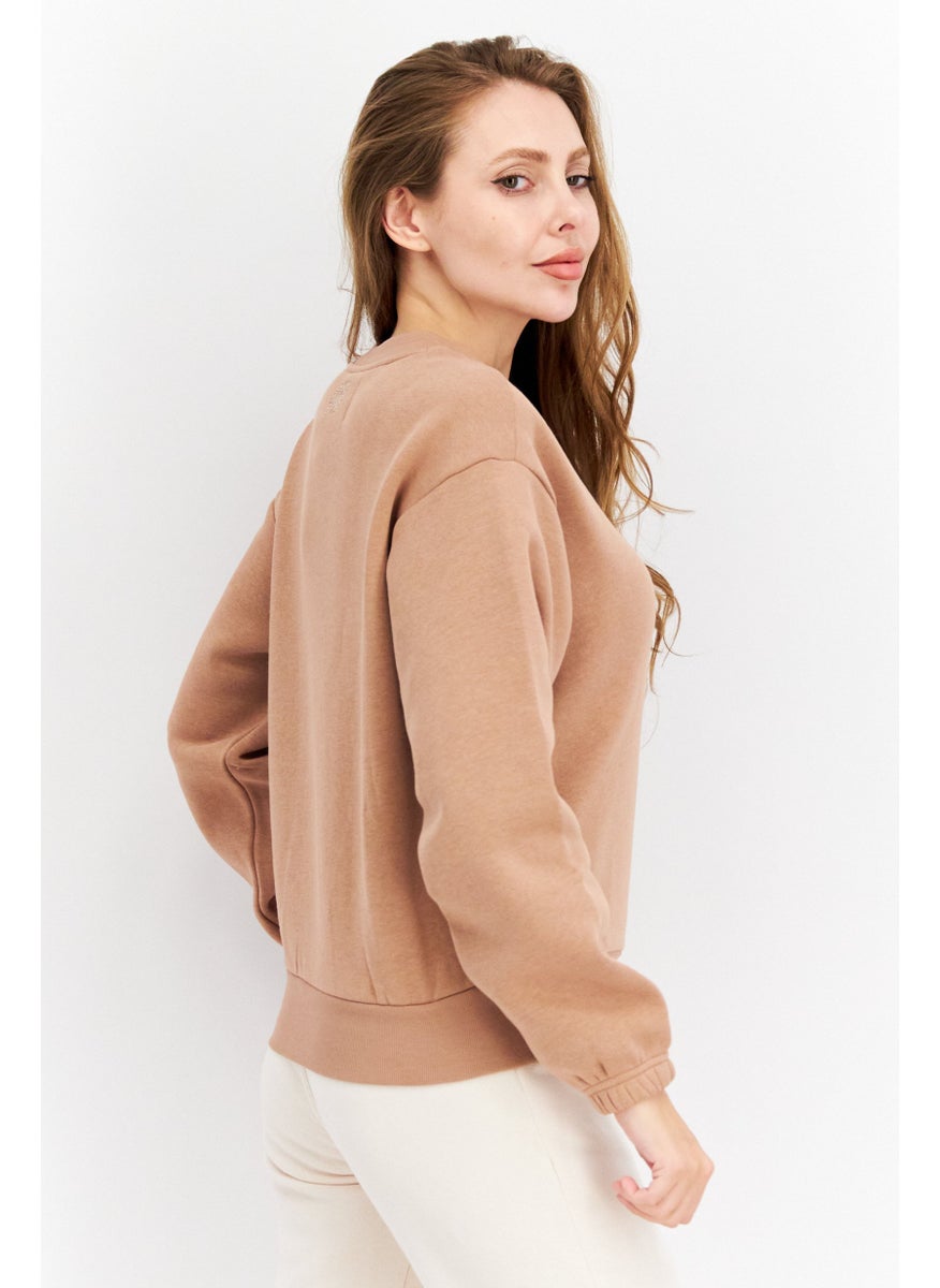 Champion Women Sportswear Fit Training Sweatshirt, Tan  - Image 3