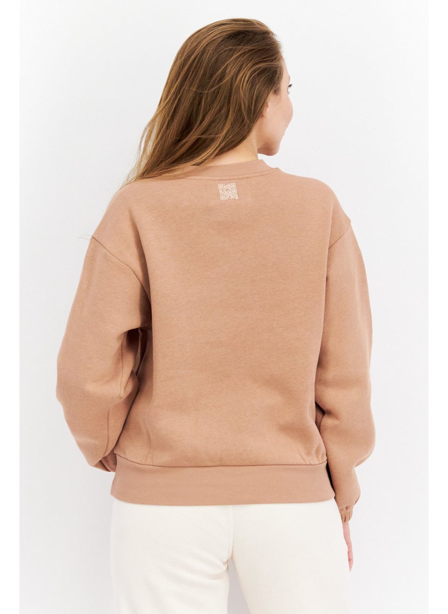 Champion Women Sportswear Fit Training Sweatshirt, Tan  - Image 4