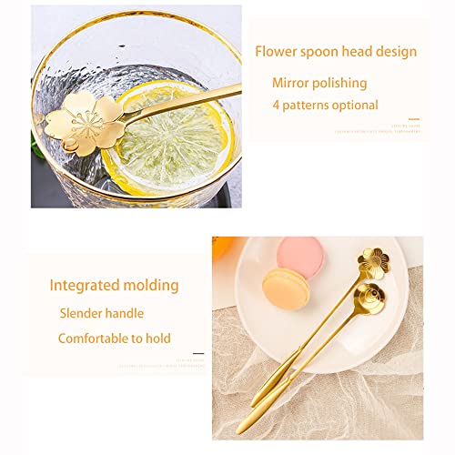 Fapiwen Golden Spoons, Coffee Spoon, Flower Teaspoons, Desserts Spoons, Stainless Steel Reusable Tea Scoops, Spoon Set for Kitchen, Dessert House, Cafe Or Bar (Set of 4 PCS Gold),18 centimeter - Image 3