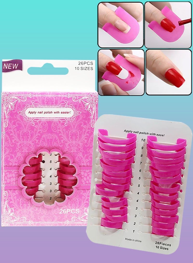 NIKITA.VIVI 26Pcs Nail Polish Holder and 10 Sizes Plastic Nail Protector Reusable Nail Holder for Painting Nails Tip Strips Manicure Anti Leakage Guard Applicator and Nails Shaper Nail Polish Stencils  - Image 1