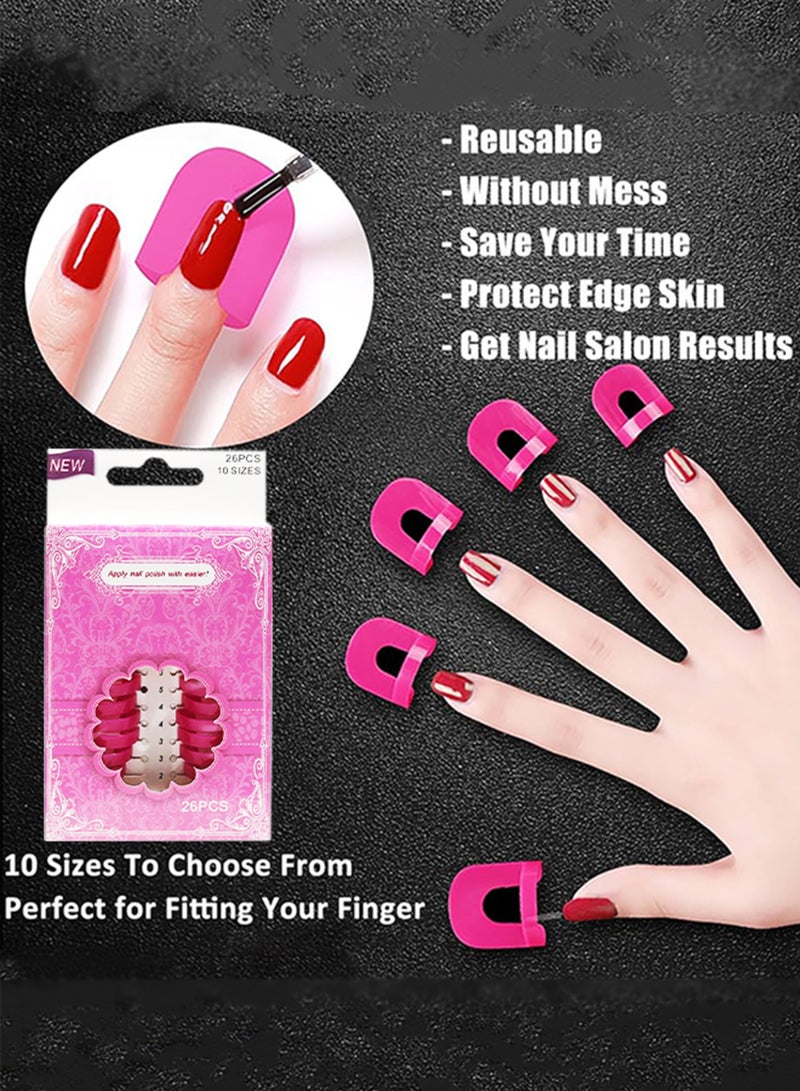 NIKITA.VIVI 26Pcs Nail Polish Holder and 10 Sizes Plastic Nail Protector Reusable Nail Holder for Painting Nails Tip Strips Manicure Anti Leakage Guard Applicator and Nails Shaper Nail Polish Stencils  - Image 5