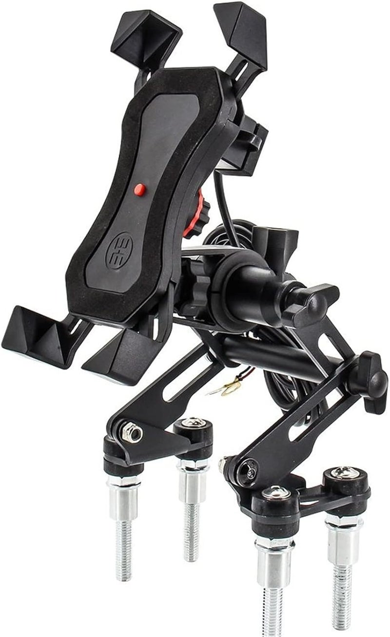 QASULER Motorcycle Phone Holder with USB Set B - Image 1