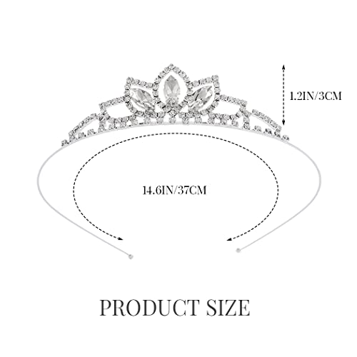 Yean Silver Crystal Tiara Crowns Rhinestone Birthday Crown Headband Tiaras for Women (Silver) - Image 3