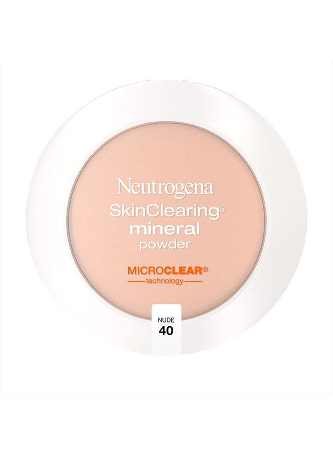 Neutrogena SkinClearing Mineral Acne-Concealing Pressed Powder Compact, Shine-Free & Oil-Absorbing Makeup with Salicylic Acid to Cover, Treat & Prevent Acne Breakouts, Nude 40, 38 oz (Pack of 2) - Image 2