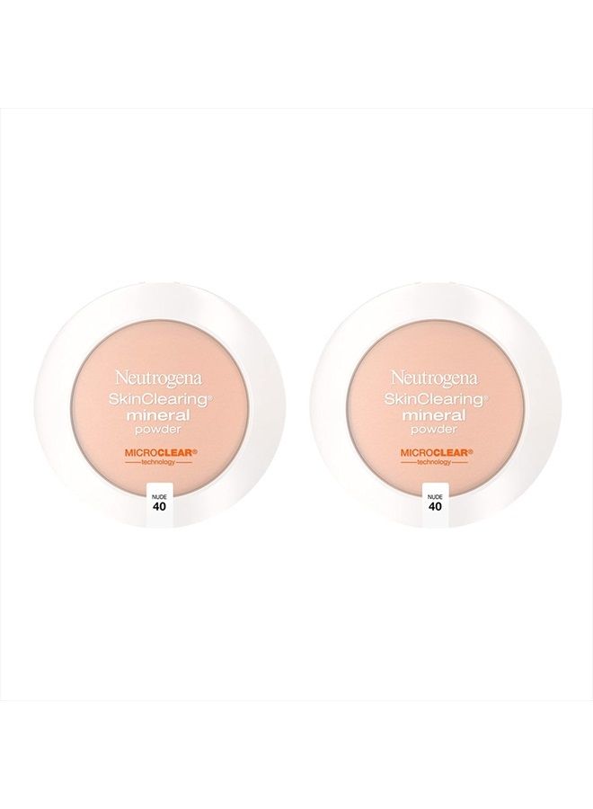 Neutrogena SkinClearing Mineral Acne-Concealing Pressed Powder Compact, Shine-Free & Oil-Absorbing Makeup with Salicylic Acid to Cover, Treat & Prevent Acne Breakouts, Nude 40, 38 oz (Pack of 2) - Image 1