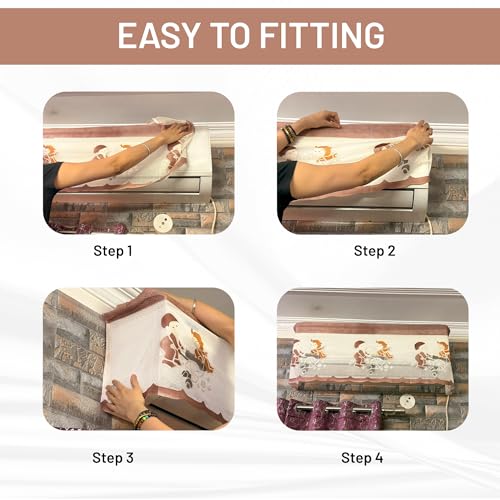 Da Anushi Cotton Net Split AC Cover Indoor Unit for 2 Ton Capacity AC, Premium Work Indoor AC Dust Protection Cover Designer Summer Ac Cover for 2 Ton Ac (38 X 15.35 X 7.8 inch, Brown) - Image 3