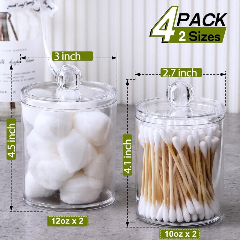 Golden Bird Clear Cotton Ball Holder CottonEarbud Holder Storage Box Cotton swab Storage Dispenser Cosmetics Makeup Storage Holder Box for Women Organizer Container with Lid 4 pcs  - Image 5