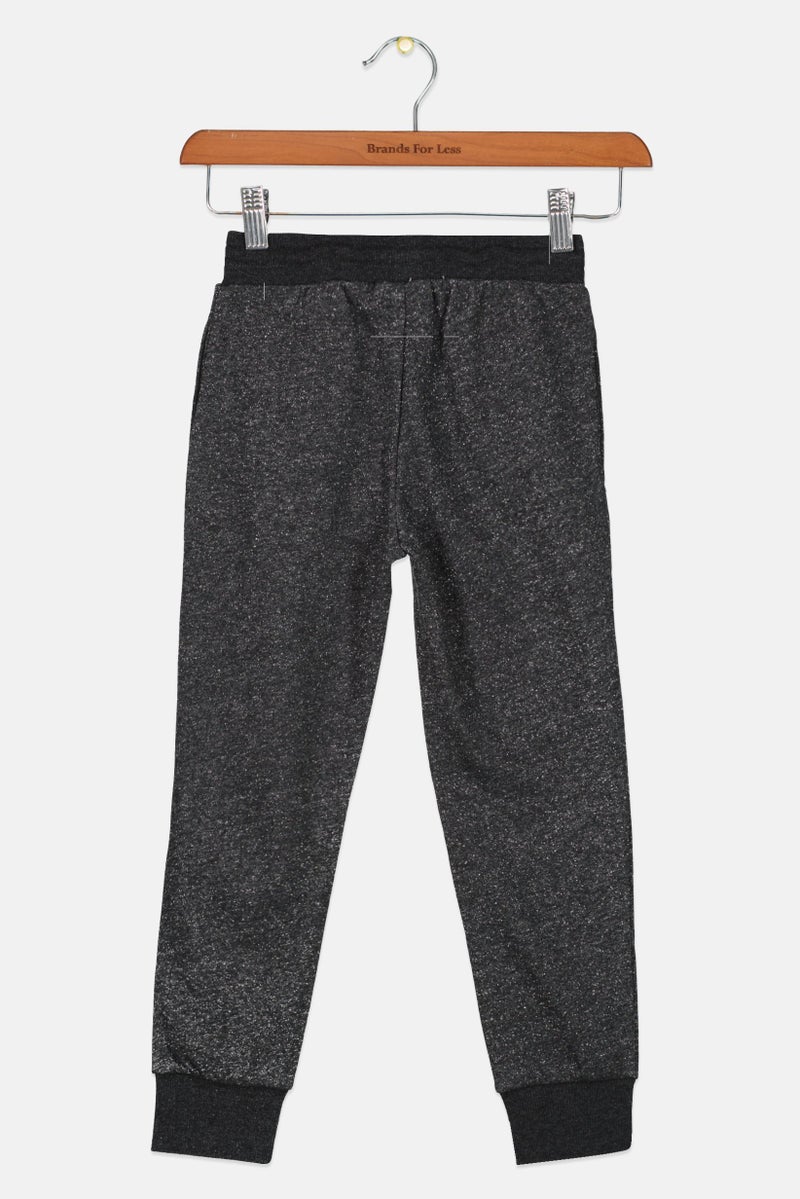 CONVERSE Kids Girl Drawstring Brand Logo Jogger Pant, Heather Black - Image 2