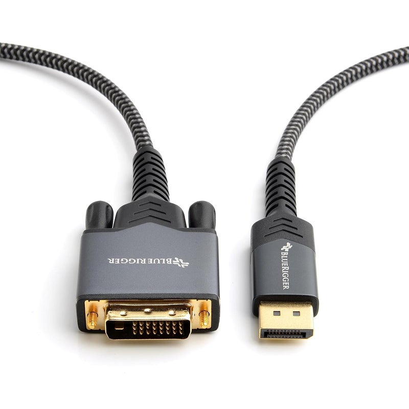 BlueRigger كابل محول DisplayPort إلى DVI-D مطلي بالذهب ذكر إلى ذكر متوافق مع الكمبيوتر، اللابتوب، HDTV، البروجيكتور والشاشة (10 أقدام – 3 أمتار) - Image 1