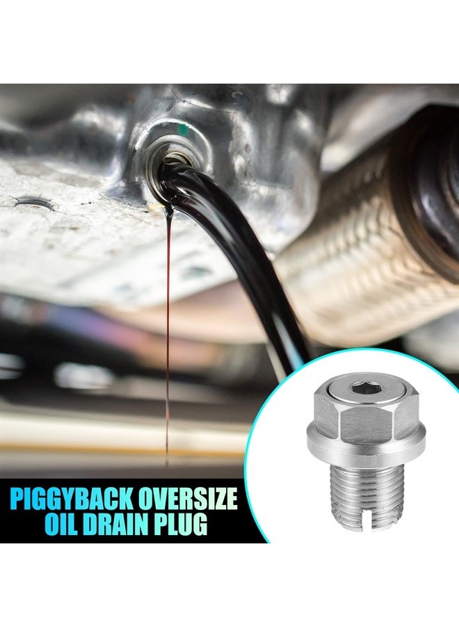 X AUTOHAUX 1 Set M14.1-1.25 x 15mm Oversize Piggyback Oil Drain Plug Stainless Steel Self Tapping Oil Pan Thread Repair Kit for Car Motorcycle Silver Tone