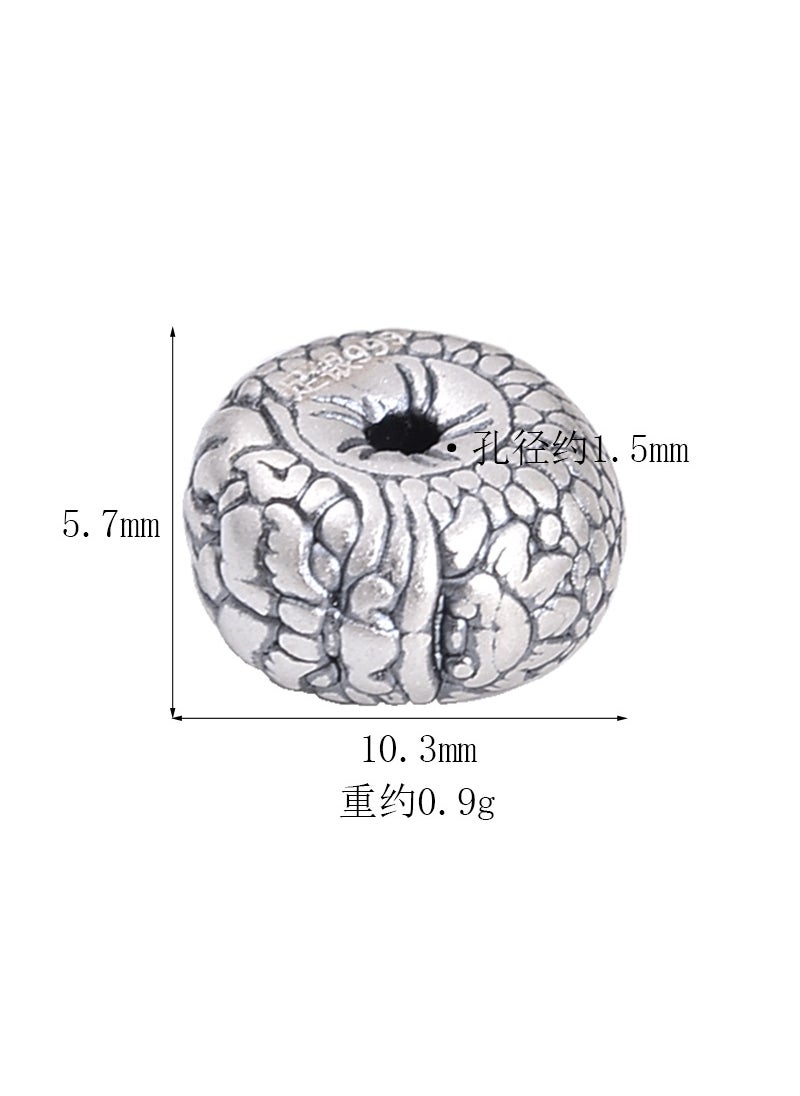 Generic - S999 Pure Silver Dragon Bead 3D DIY Bracelet Charm 1# plate Dragon Ball small size - Image 1
