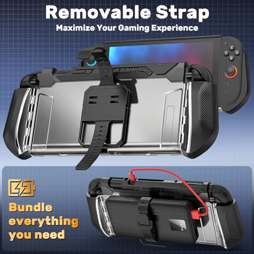 daydayup 1 Carrying Protective Slim Case Cover Compatible with Nintendo Switch 2, Protection TPU PC Material Dockable Shockproof Ergonomic Grip Kickstand for Switch 2 Console, Black - Image 3