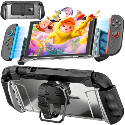daydayup 1 Carrying Protective Slim Case Cover Compatible with Nintendo Switch 2, Protection TPU PC Material Dockable Shockproof Ergonomic Grip Kickstand for Switch 2 Console, Black - Image 1