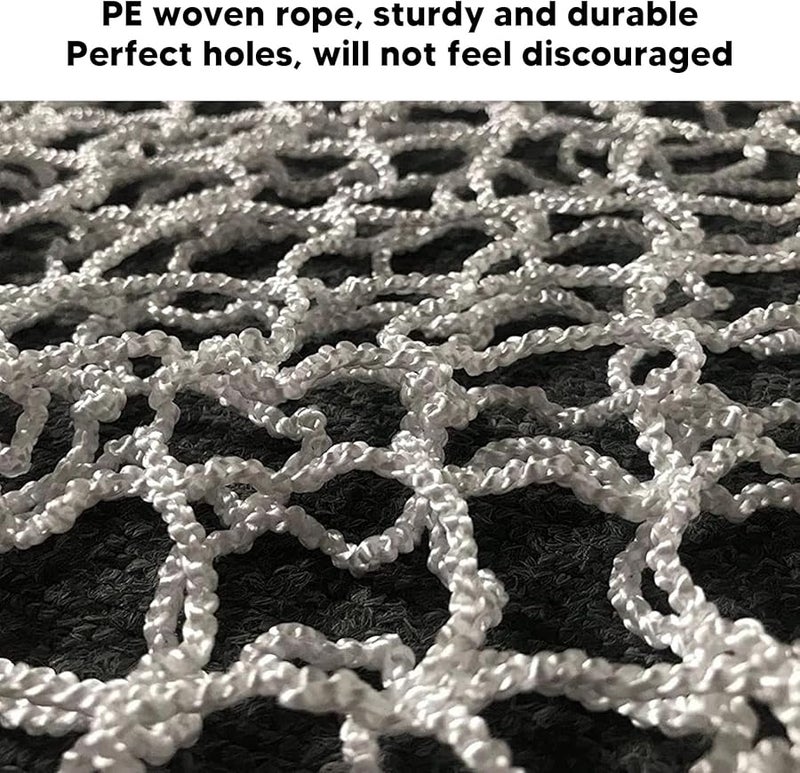 شبكة التغذية الكبيرة البطيئة لكيس القش للخيول 120x90 سم أبيض متين منسوج من حبل البولي إيثيلين - Image 3