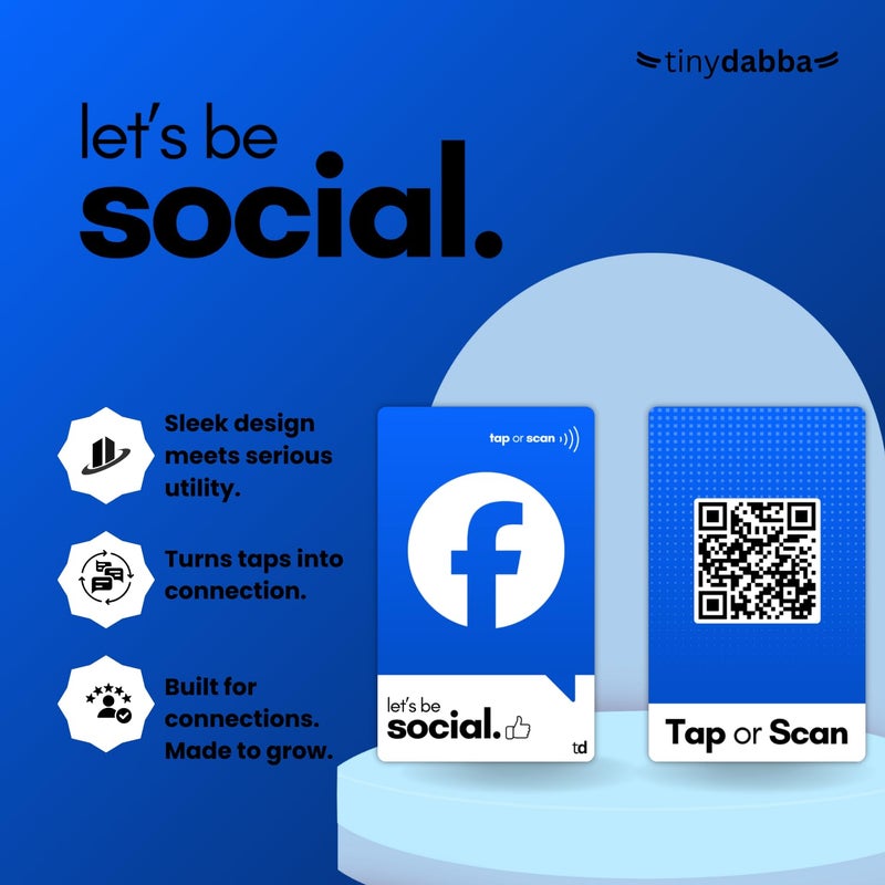 Tinydabba Facebook NFC Card | Along with QR Code | Boost Facebook with Tap or Scan | Pre-Configured PVC Card - Image 2