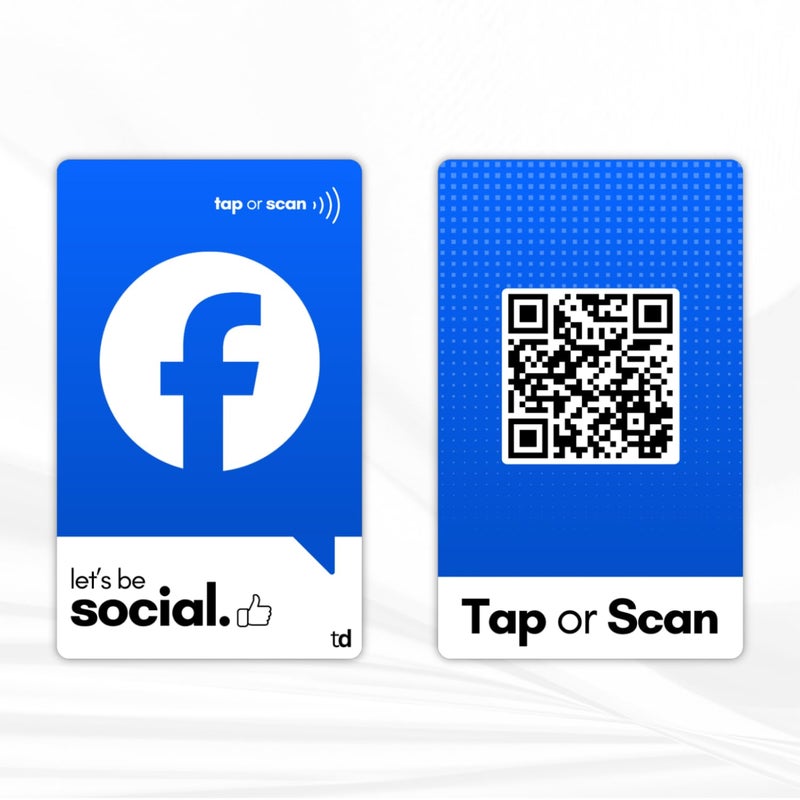 Tinydabba Facebook NFC Card | Along with QR Code | Boost Facebook with Tap or Scan | Pre-Configured PVC Card - Image 1