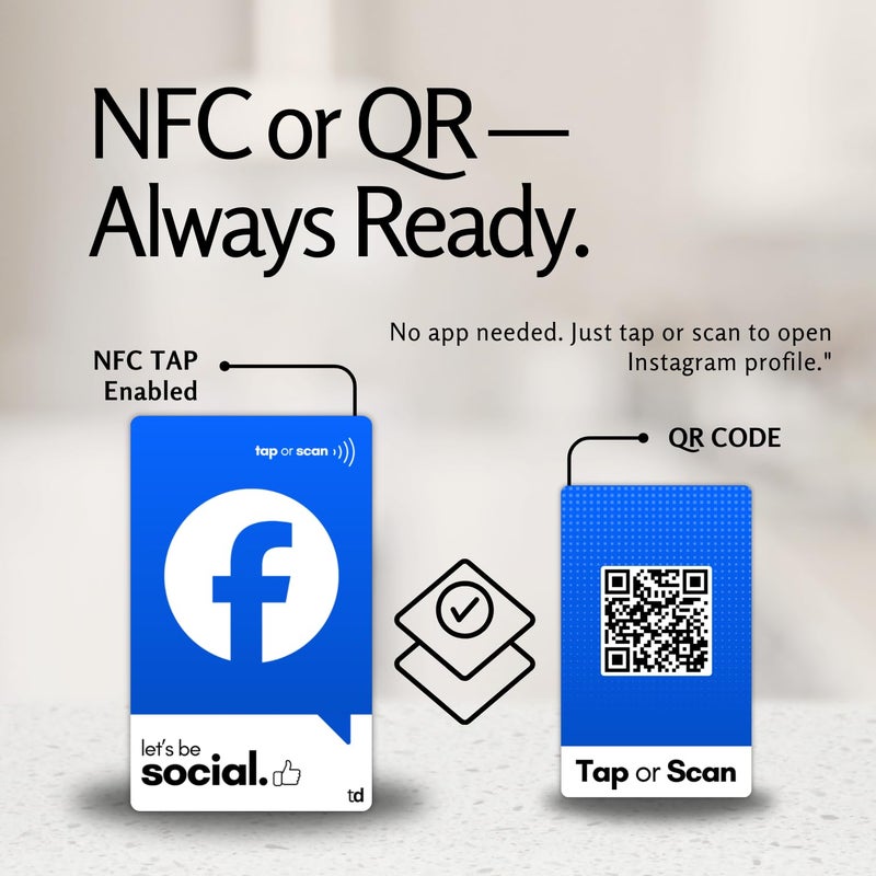 Tinydabba Facebook NFC Card | Along with QR Code | Boost Facebook with Tap or Scan | Pre-Configured PVC Card - Image 5