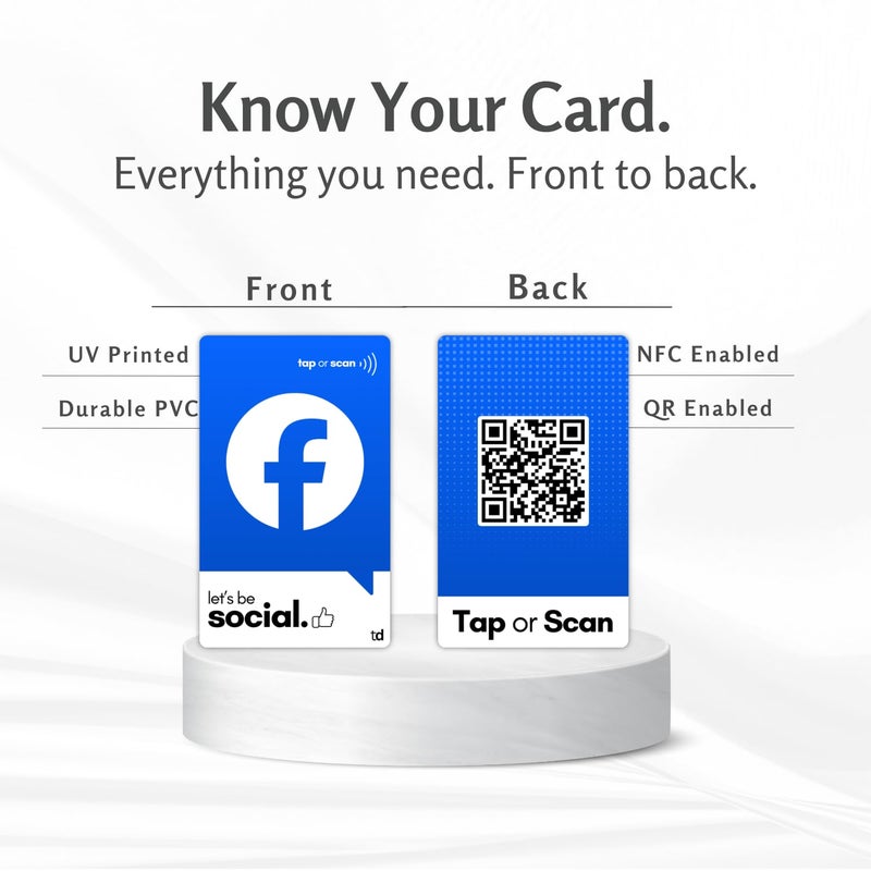Tinydabba Facebook NFC Card | Along with QR Code | Boost Facebook with Tap or Scan | Pre-Configured PVC Card - Image 3