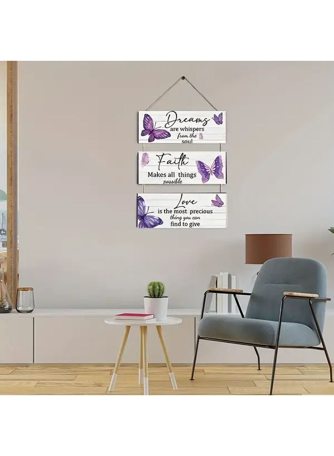 3pcs Inspirational Butterfly Wall Art Set Style 1 High Quality Wooden Decor With Uplifting Quotes Elegant Purple Design Perfect For Home Decor Or Gifts Ideal For Christmas - Image 4