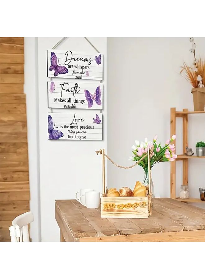 3pcs Inspirational Butterfly Wall Art Set Style 1 High Quality Wooden Decor With Uplifting Quotes Elegant Purple Design Perfect For Home Decor Or Gifts Ideal For Christmas - Image 5