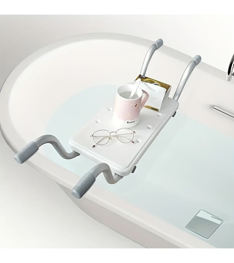 Heavy Duty Aluminum Adjustable Length Bathtub Bench White Shower Stool for Bathroom 28.35 to 32.28 Inches Supports 350 Lbs Plastic Bathtub Seat for Seniors - Image 3